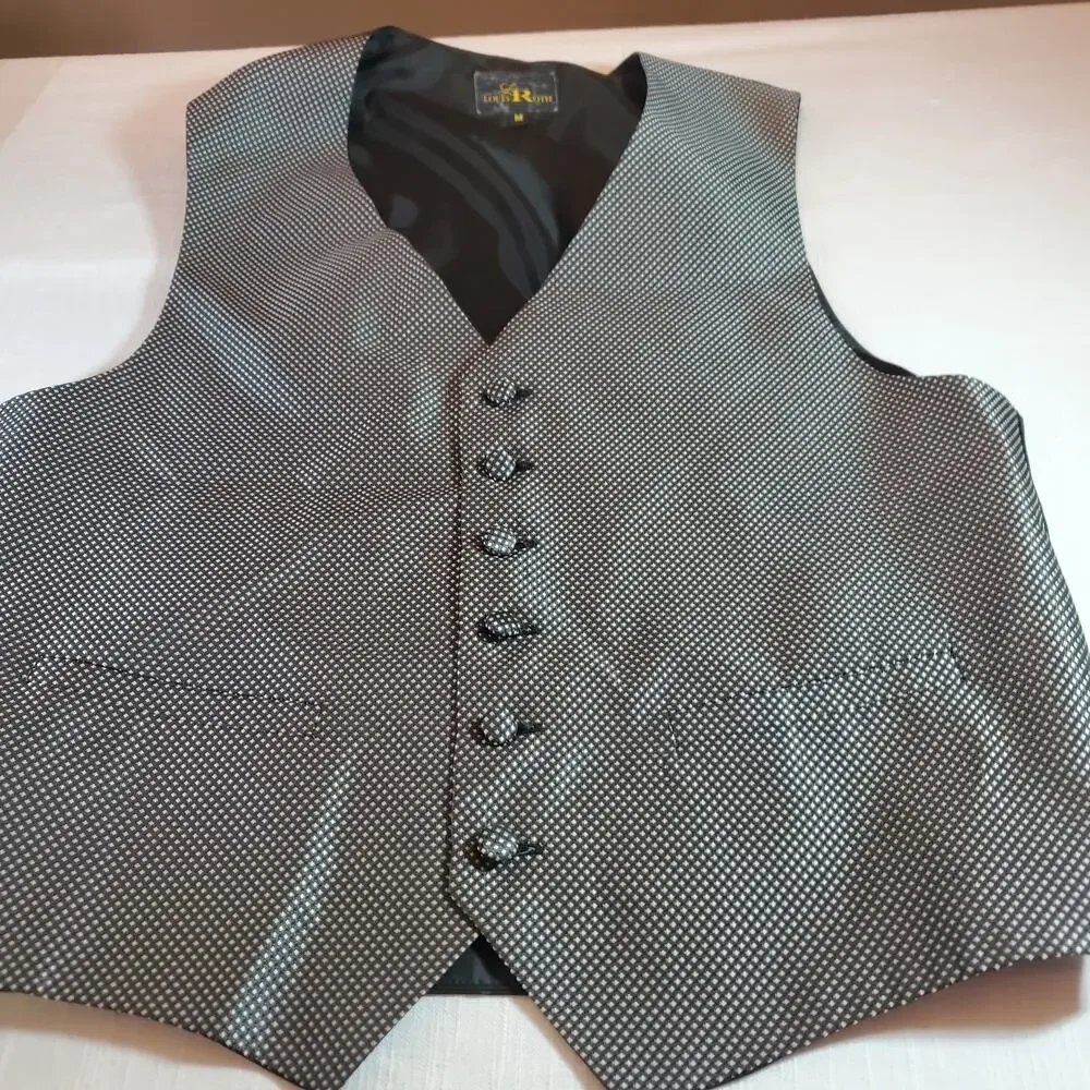 Vito Rufolo Men Tuxedo Dinner Jacket 40R Black Wool Blazer w/ Louis Roth Vest M